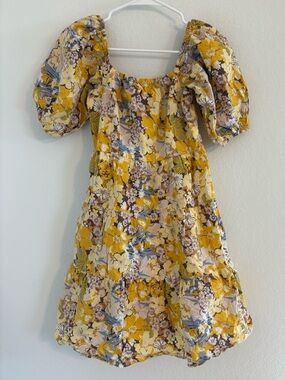 Sim & Sam Cottagecore Yellow Floral Puff
Sleeve Dress